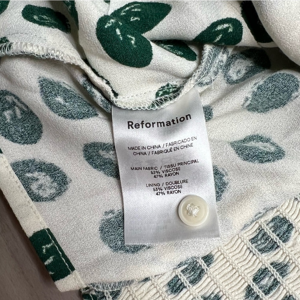 Reformation Calla Print Top, Tapioca Print, size 6 - Picture 6 of 7